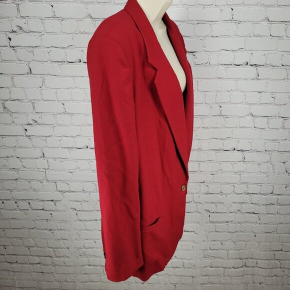VTG Talbots Red 100% Worsted Wool Gold Button Blazer Jacket USA Made Size 16 - Picture 15 of 15